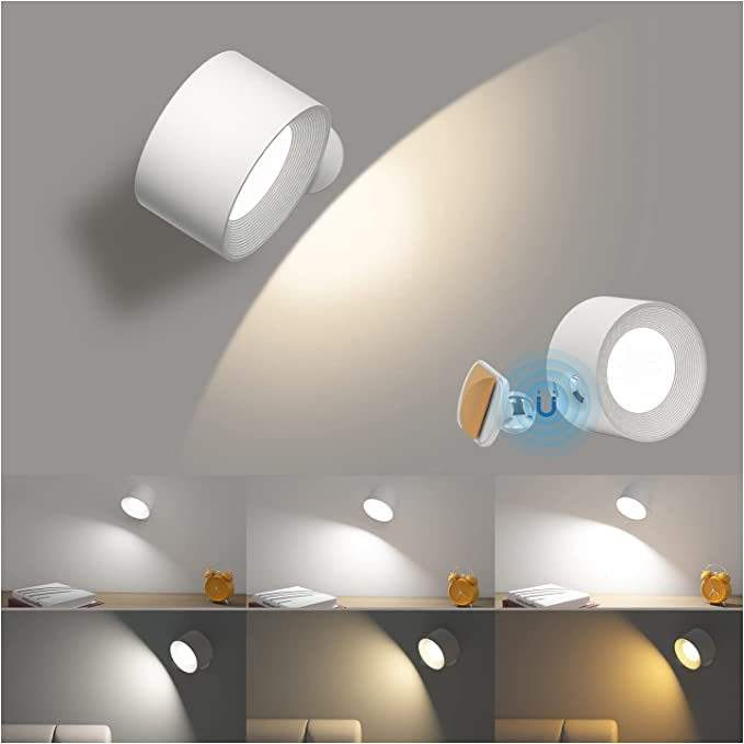 Multifunctional Modern LED Magnetic Bracket Light Touch Dimmable Rechargeable Battery Operated Reading Corner Wall Lamp