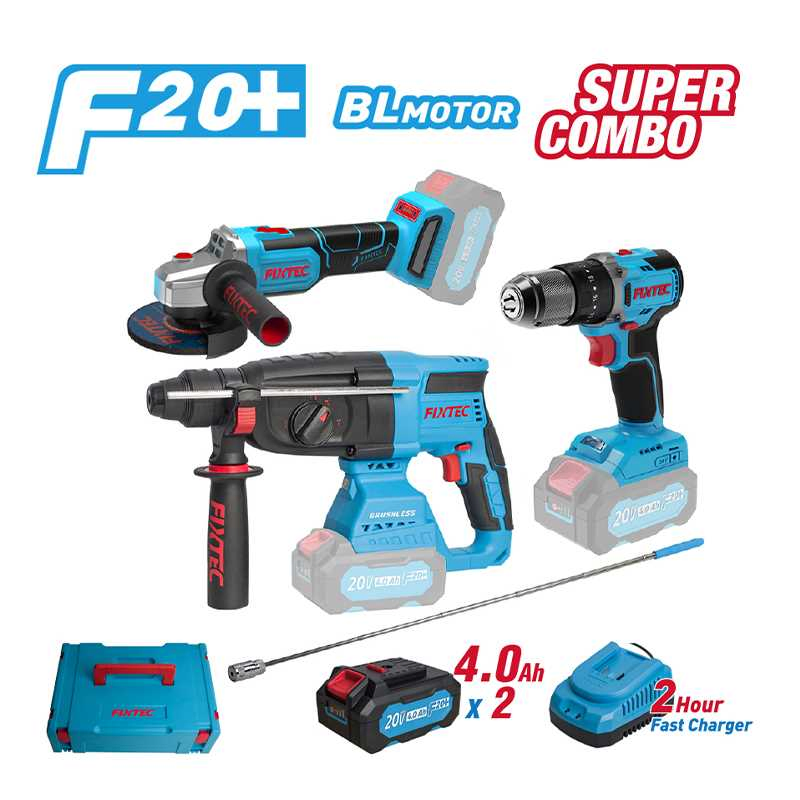 Fixtec Professional Electric Cordless Household Power Kit Drilling Grinding Super Combo Kit Tool Set
