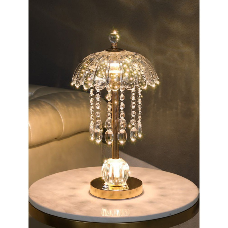 Luxury LED Crystal Polished Gold Silver Chrome Home Decor Table Touch Lamp