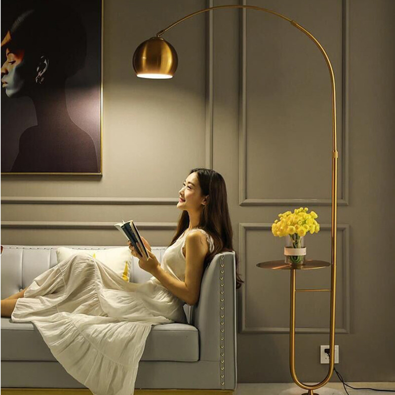 Modern Floor Lamp LED Standing Lamp with Round Table Art Deco Living Room Sofa Standing Lamp LED for Living Room (WH-MFL-128)