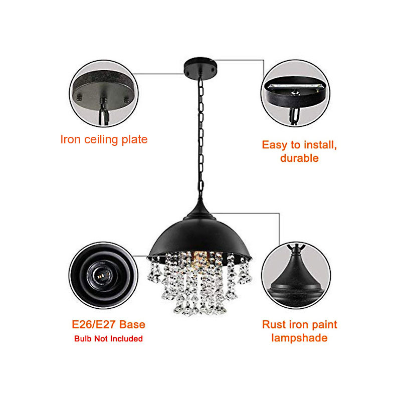 Crystal Half Ball Lights Lamps Retro Loft Light Bar Restaurant Living Room Cafe Pub Club Light (WH-VP-223)