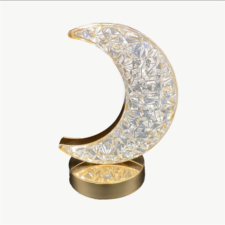 Modern Luxury Night Light Touch Acrylic Crystal Battery Rechargeable Cordless Restaurant LED Table Lamp