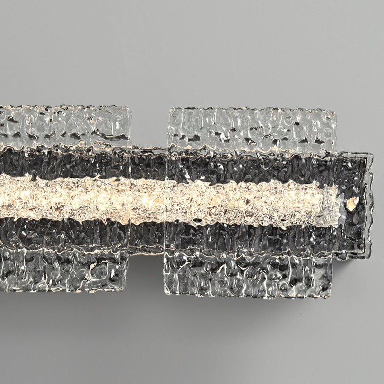 Zy Custom Long Straight Mirror Headlight Wall Lamp Italian Minimalist High-End Resin Ice Crystal Light Charm Bedroom Living Room Sconces