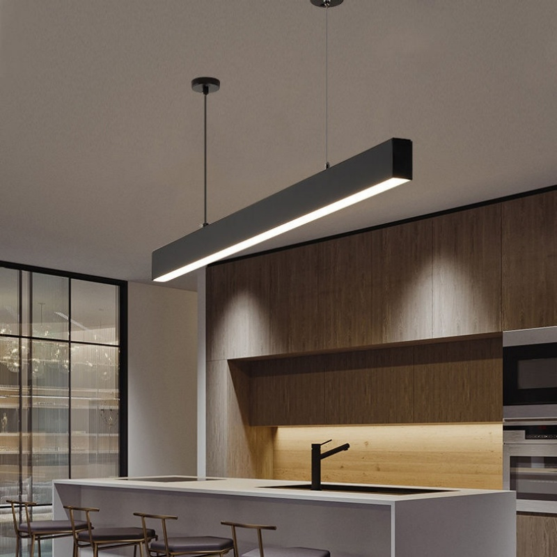 Modern Anti-Glare Linear Pendant Light: Minimalist LED Hanging Office Fixture