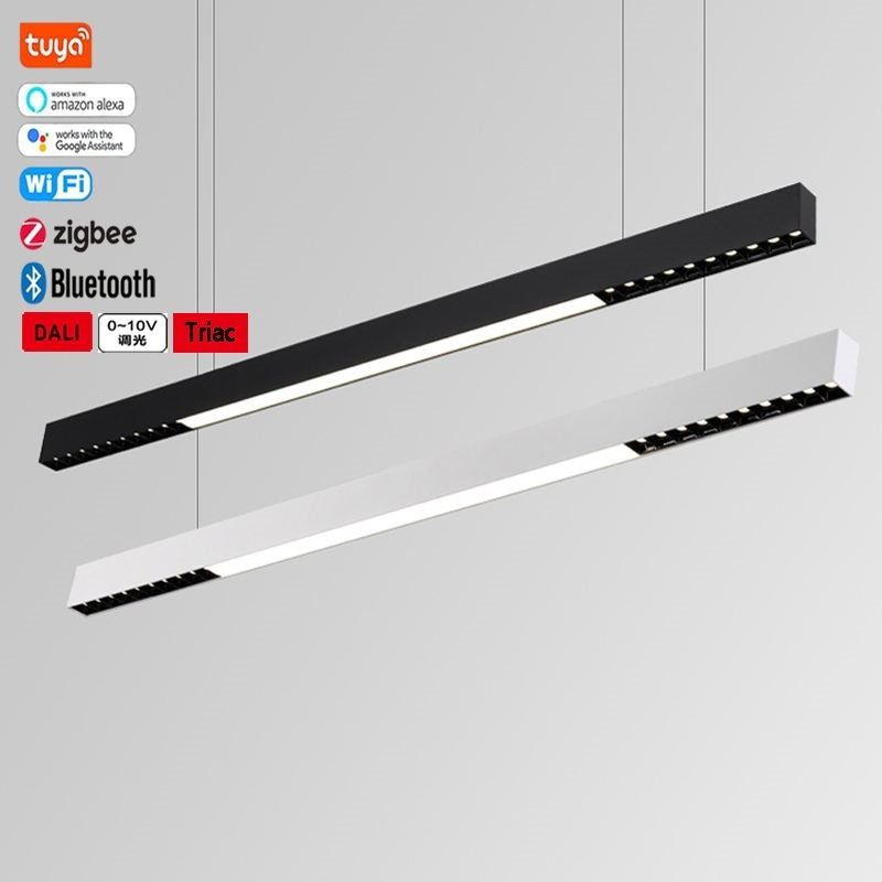 Modern Anti-Glare Linear Pendant Light: Minimalist LED Hanging Office Fixture