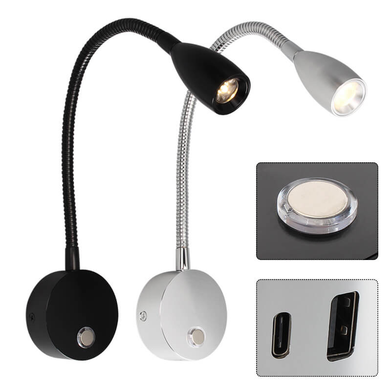 10-30V LED Reading Light RV Dimmable Reading Lamp USB &amp; Type-C Charger Caravan RV Marine Boat Camper Van Travel Trailer Truck Cars Interior Lighting