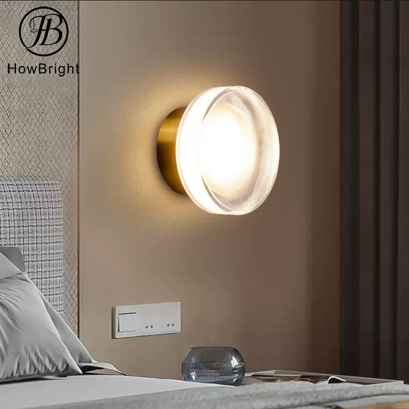 Minimalist Bedroom Bedside Wall Lamps Round Acrylic Sconce