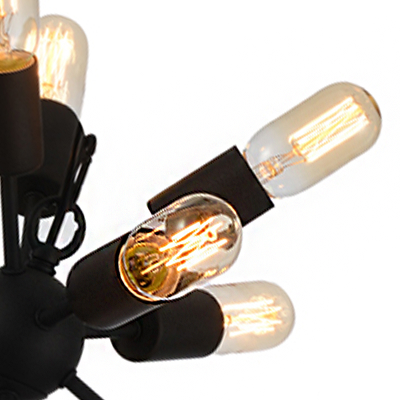 Retro Industrial Floor Lamp of Wrought Iron Light for Dining-Room Living Room Used Multi-Bulbs Matt Black E27 Floor Lamp