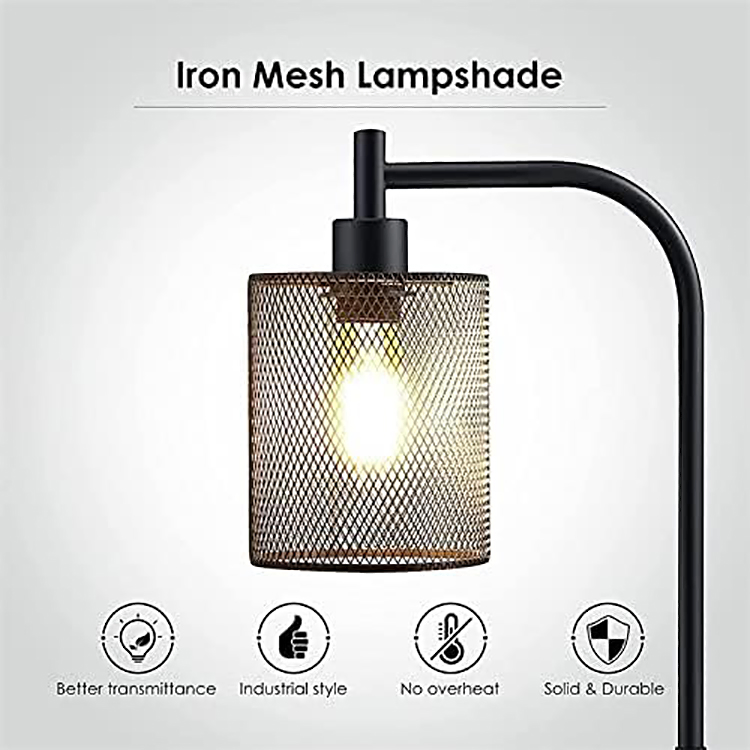 Floor Lamp Industrial Floor Lamp with Hanging Shade Black Farmhouse Indoor Pole Light Vintage Standing Tall Lighting for Living Room Bedroom