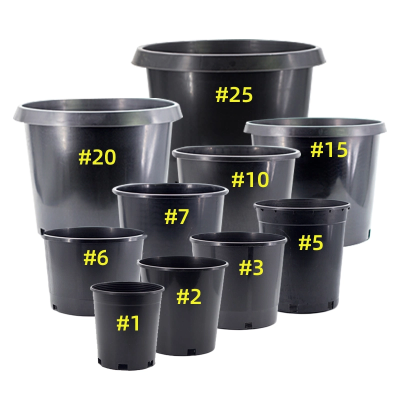Durable 1 to 25 Gallon Black Plastic Planter Plant Flower Seedling Nursery Pots