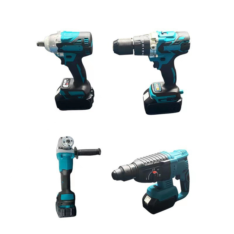 Cisivis 4-in-1 Cordless Brushless Impact Drill Angle Grinder Impact Wrench Power Tool Set for Auto Repair