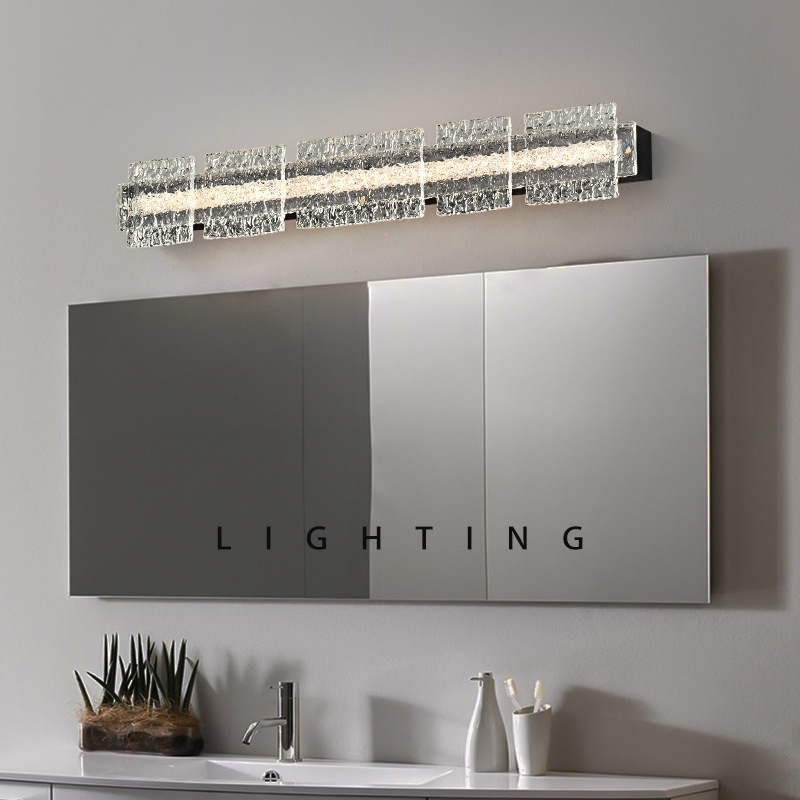 Zy Custom Long Straight Mirror Headlight Wall Lamp Italian Minimalist High-End Resin Ice Crystal Light Charm Bedroom Living Room Sconces