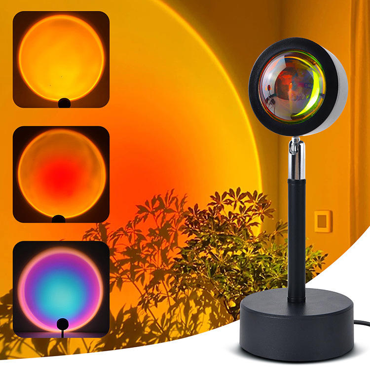 Sunset Lamp LED USB Rainbow Neon Night Light Projector Decorative Lighting for Photography Bedroom Home Room Decor Gift