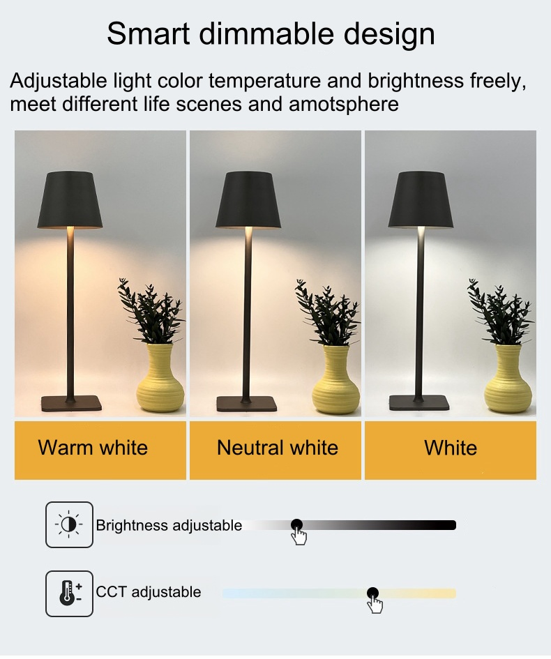 3 Levels Brightness Smart Dimmable Home Hotel Restaurant Desk Light Touch Control Eye Caring Reading LED Table Light