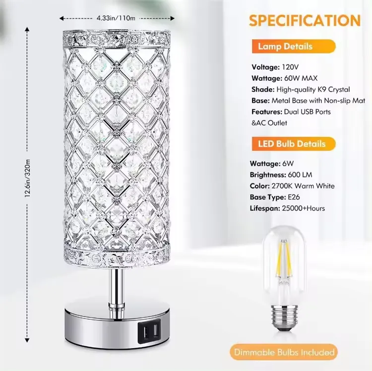 Crystal Table Lamp View 3