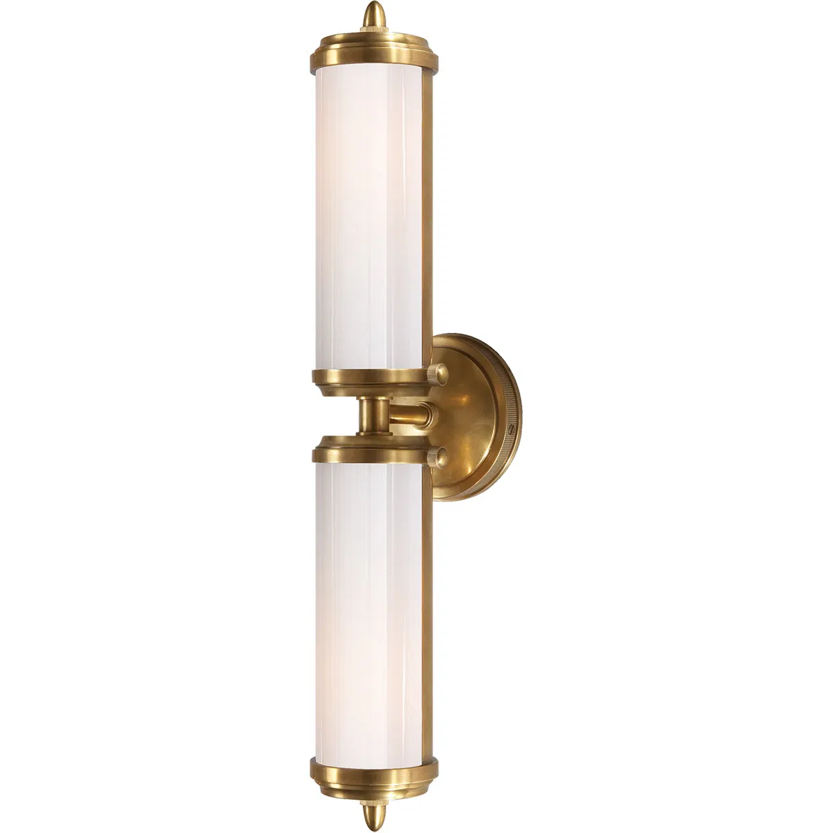 Modern Cylindrical White Glass Shade up and Down Wall Sconce