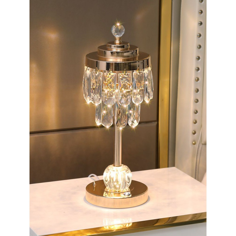 Luxury LED Crystal Polished Gold Silver Chrome Home Decor Table Touch Lamp