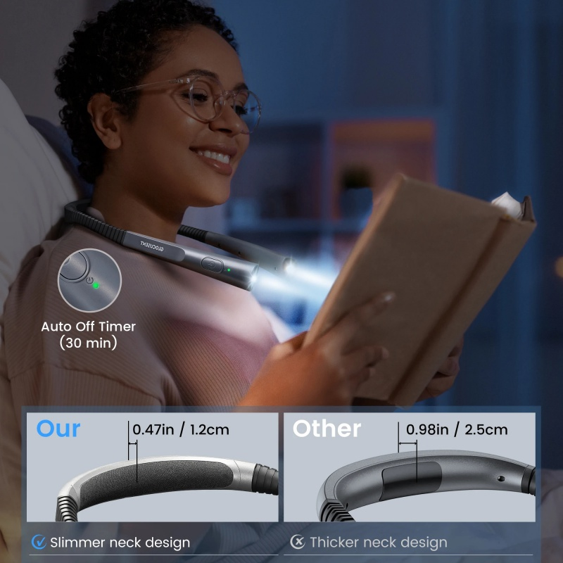 Upgraded Dimmable Brightness Adjustable Type-C USB Rechargeable Flexible LED Neck Reading Light