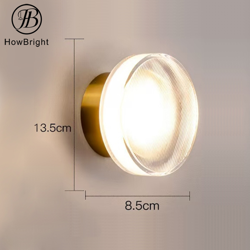 Minimalist Bedroom Bedside Wall Lamps Round Acrylic Sconce