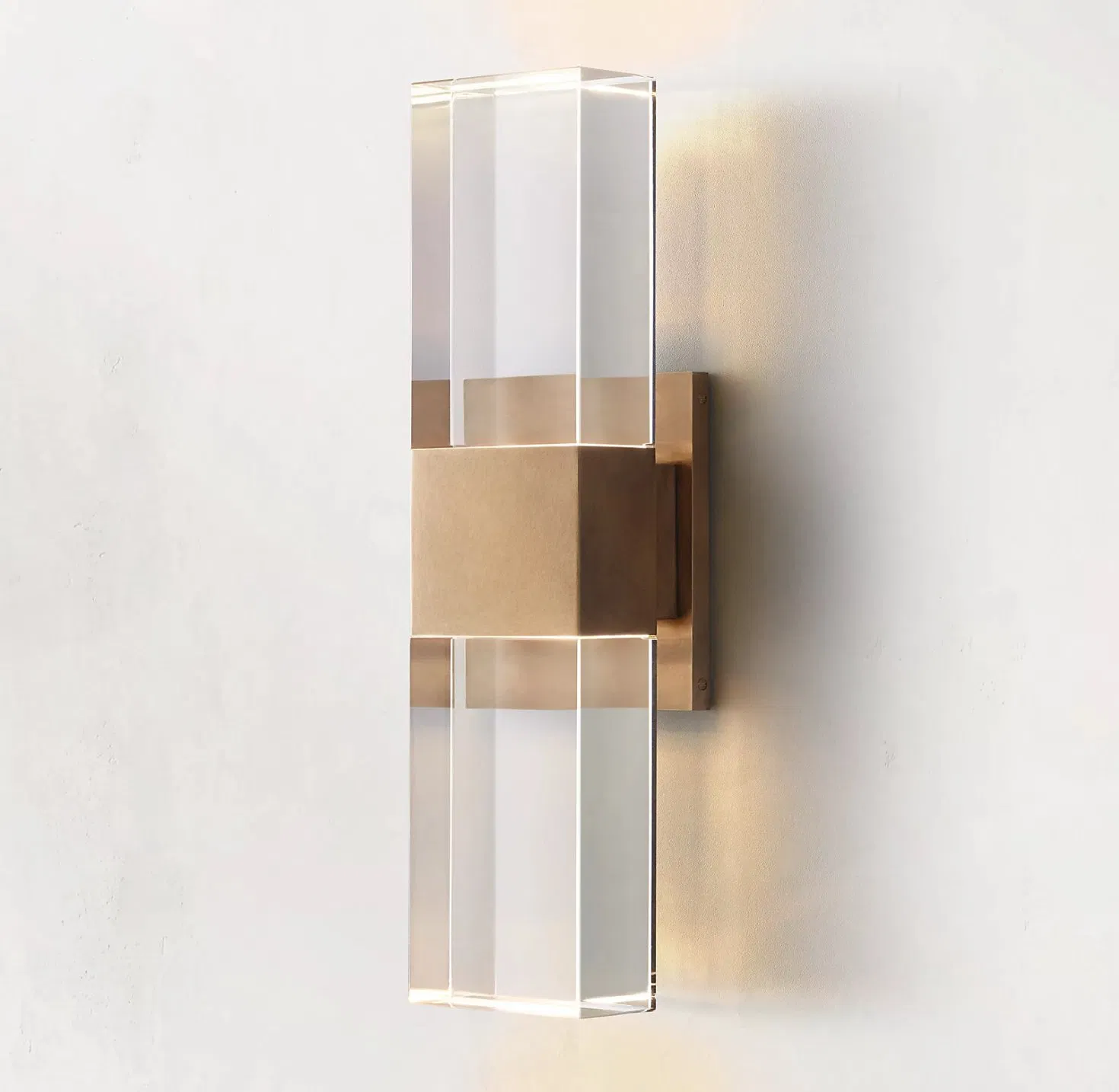 Modern Villa Wall Lighting Rectangular Solid Crystal Shade Serra Sconce