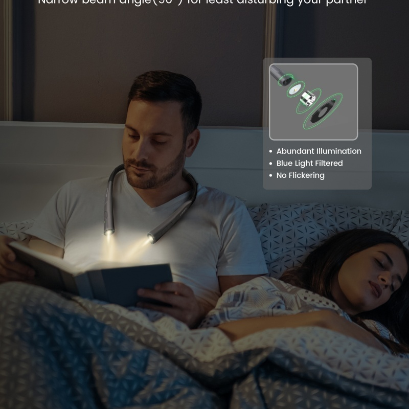 Upgraded Dimmable Brightness Adjustable Type-C USB Rechargeable Flexible LED Neck Reading Light