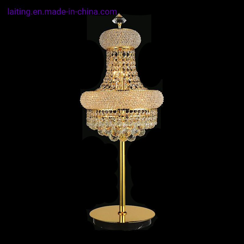 Empire Crystal Table Lamp Luxury Reading Light Hotel Villa Home Decor Gold Standing Floor Lighting