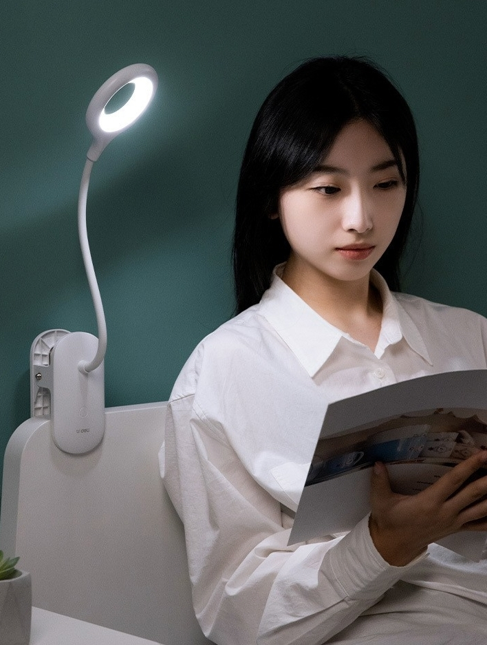 Clip-on Type-C LED Desk Lamp, Eye-Caring Dimmable Bedside Reading Light for Bedroom and Study