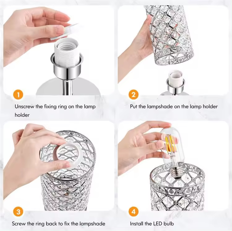 Bedroom Bedside Desk Lamp Touch Dimming Luxury Crystal Table Lamp