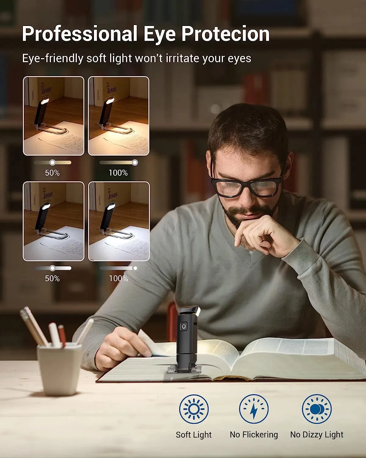 Outdoor Book Reading Light USB Rechargeable Dimmable LED Night Lights