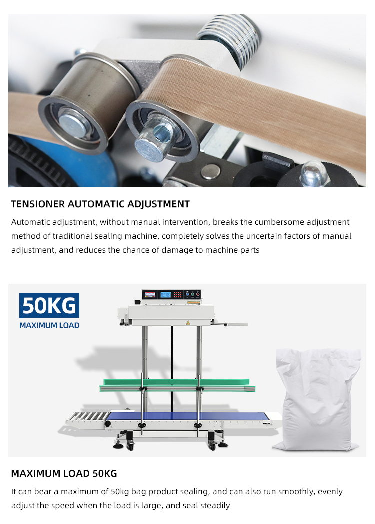 Vertical Large Pet Food Snack Plastic Bag Band Sealer Continuous Sealing Machine