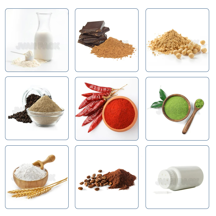 Df-B Semi Automatic Tabletop Milk Spice Curry Protein Detergent Washing Powder Bottle Jar Can Tin and Bag Filling Packing Machine