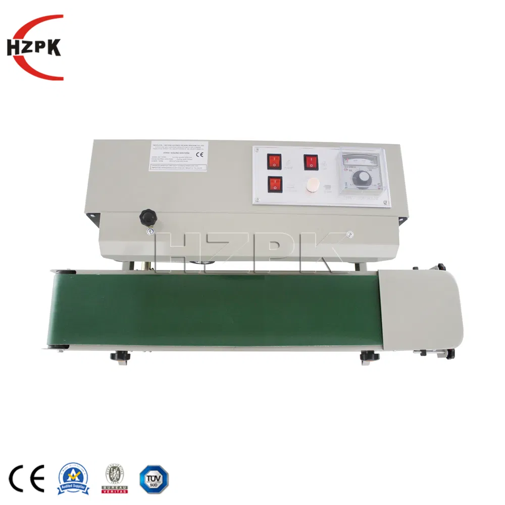 Hzpk Low Price Auto Continuous Band Sealing Machine Fr 900