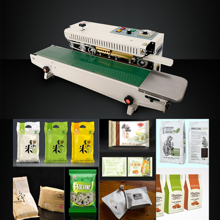Continuous Band Sealer Without Ink Roller CE Certificate Horizontal Vertical Film Bag Sealing Machine