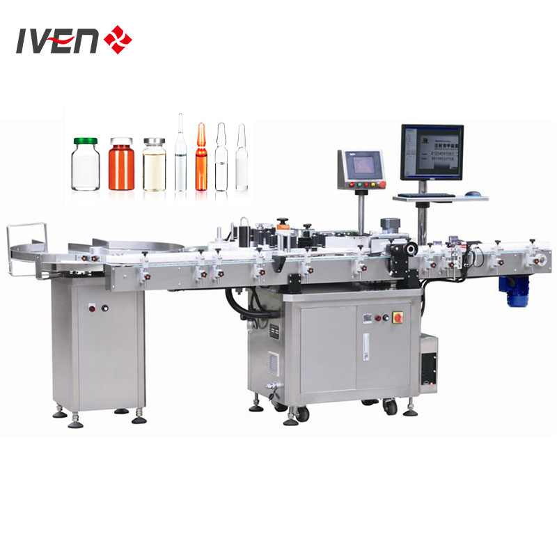 Iven Ampoule Label Printing Sticker Printer Automatic Eqipment Bottle Labeling Machine OEM