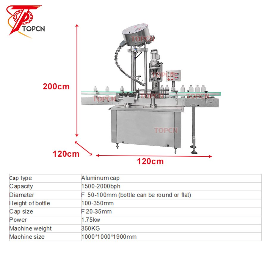 Single Head Electric Automatic Aluminum Cap Wine Glass Bottle Ropp Caps Sealing Capping Machine with Conveyor