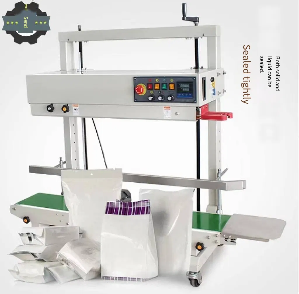 Automatic Continuous Band Sealer for Plastic and Aluminum Bags Versatile Heat Sealing Machine for Food and PE Bags Industrial Vertical Sealing Machine for Plast