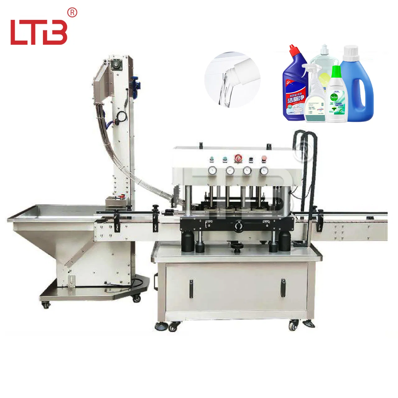 High Speed Automatic Touch Screen Pump Head Dropper Loading Feeding Capper Packing Device Shampoo Detergent Liquid Capping Tightening Equipment