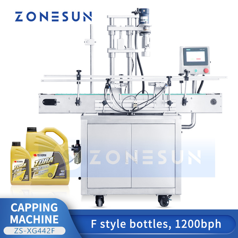 Zonesun Zs-Xg442f Automatic Capping Machine with Screw Cap for Detergent Oil F-Style Gallon Jug Bottle