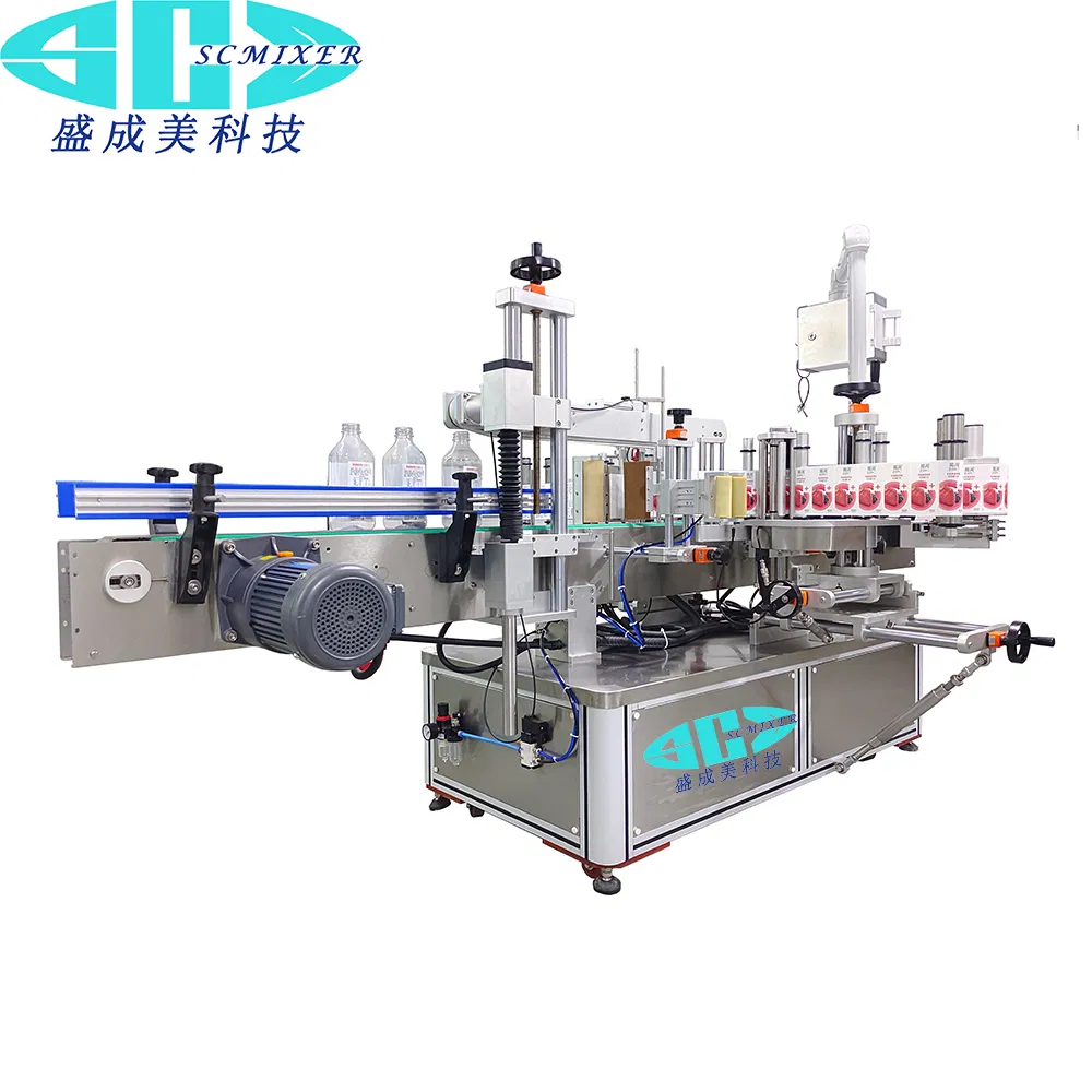Gallon Bottle Oil Sticker Double-Sided Adhesive Automatic Front&Back Sides Flat Labeling Machine for Square Plastic Gallons