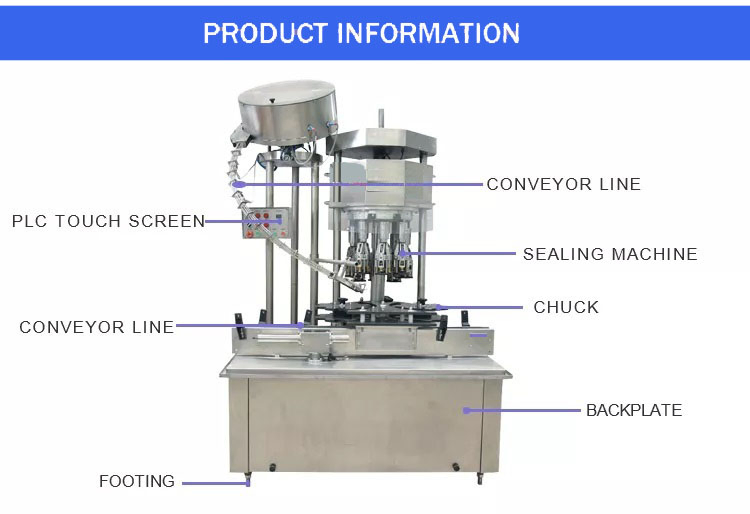 Aluminium Lid Whisky Glass Bottle Automatic Ropp Capping Machine