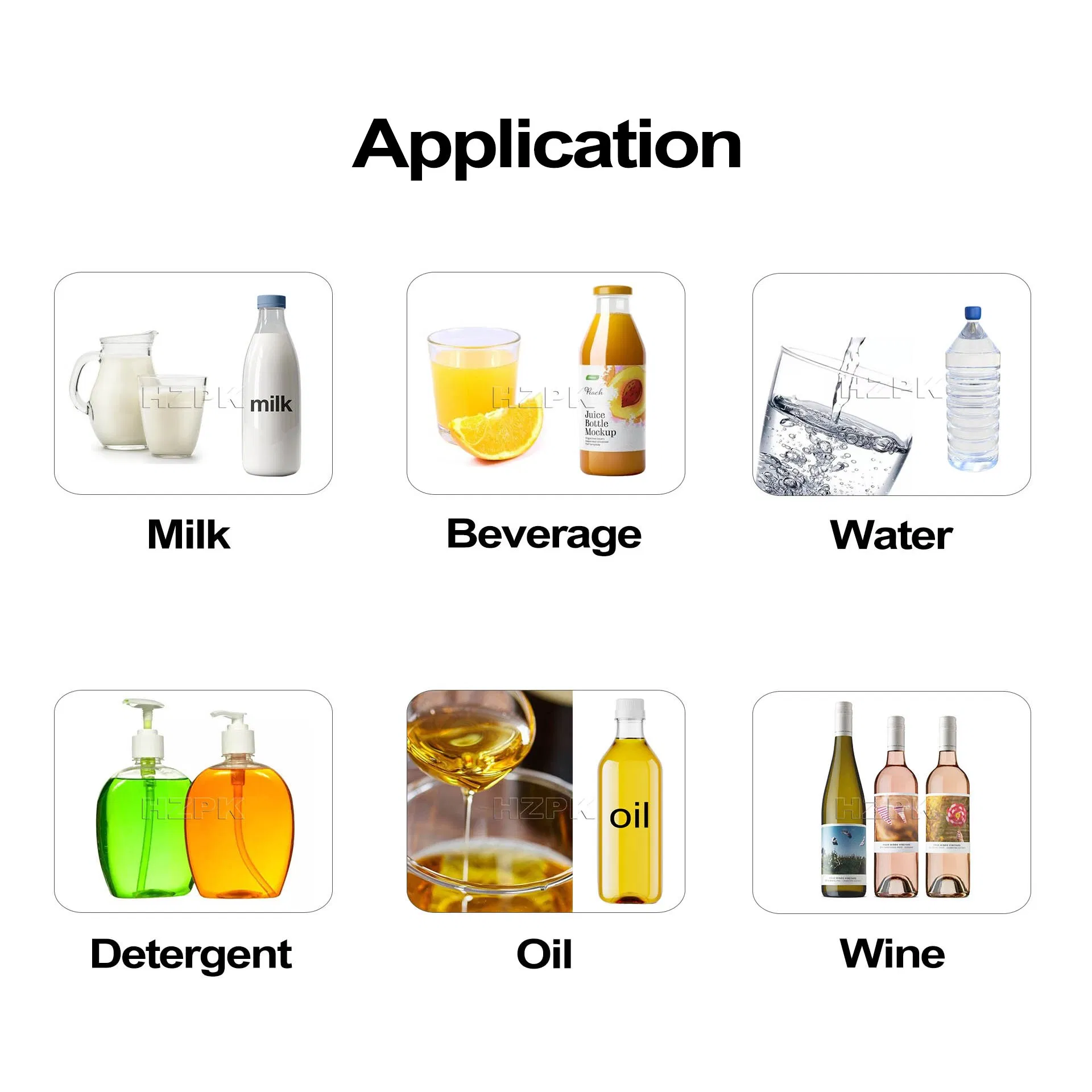 Hzpk Automatic Liquid Filling Machine with Conveyor Belt Glass Plastic Bottle Perfume Water Liquid Lotion Essential Oil Filler