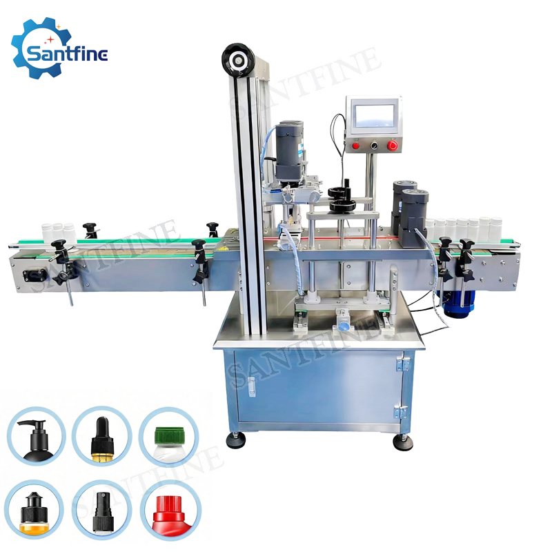 Automatic 4 Rolls Plastic Screw Capping Machine Pet Water Bottle Cap Sealing Machinery Jar Packing Sealer Equipment Trigger Spray Sealing Crimping Machines