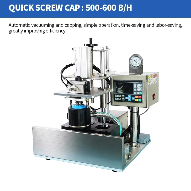 Semi-Automatic Desktop Pneumatic Glass Bottle Capper Jar Screw Vacuum Capping Machine