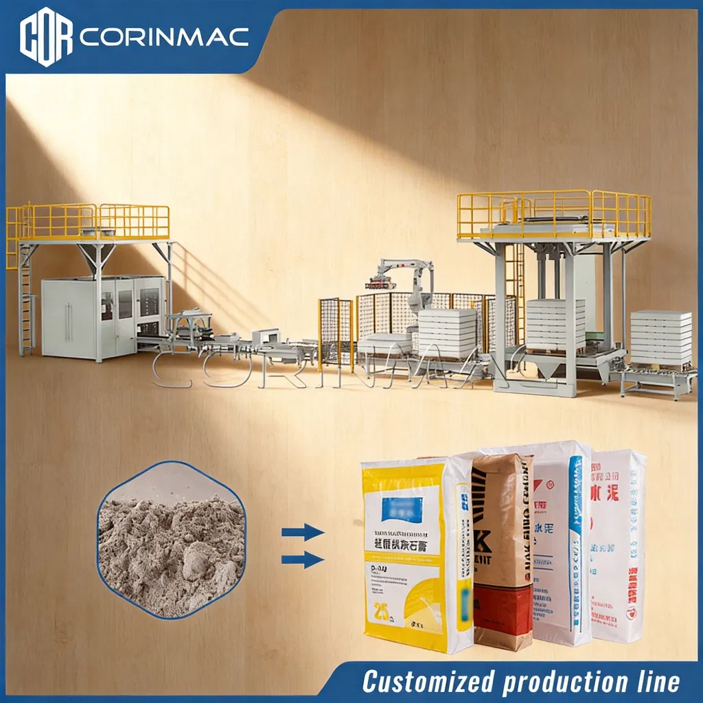 Fully Automated Dry Mortar Weighing Filling Machine Automatic Valve Bag Packer and Automatic Bagging Palletizing System