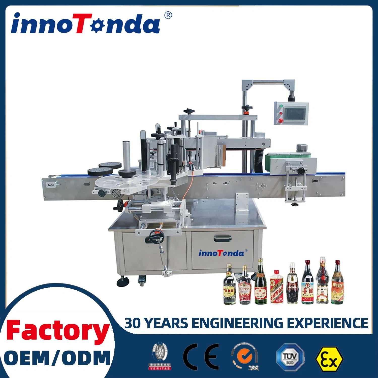 Double Sides Front and Back Labeling Machine for Cosmetic Flat Bottle Body Wash Bottle