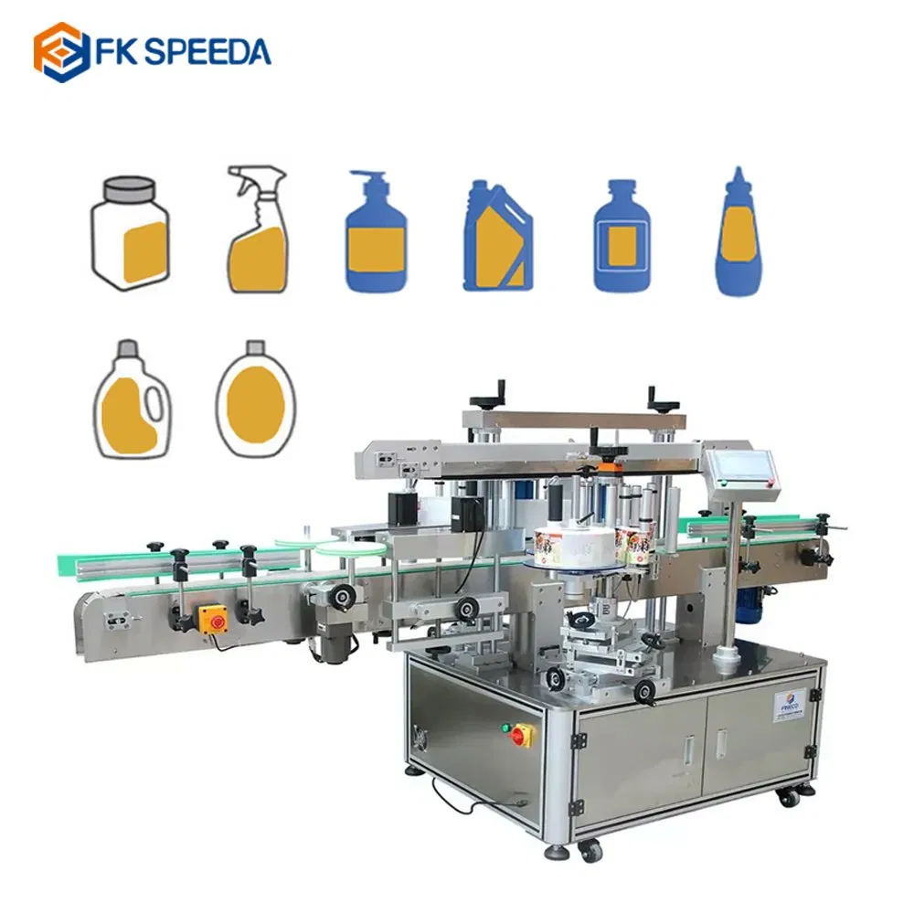 Automatic Front &amp; Back Double Sided Labeling Machine for Flat Square Round Glass Plastic
