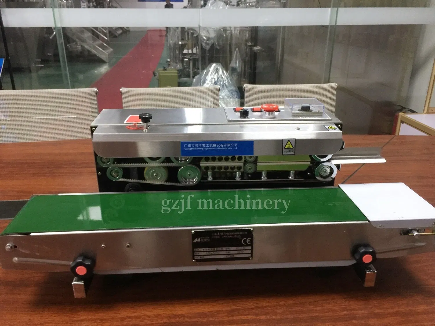 Jinfeng Industrial Semi-Automatic Inkjet Printing Print Code Coding Continuous Plastic Band Food Bag Heat Sealer Sealing Machine