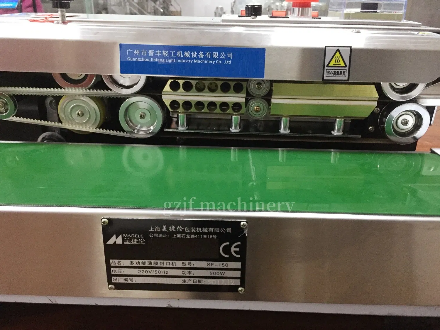 Jinfeng Industrial Semi-Automatic Inkjet Printing Print Code Coding Continuous Plastic Band Food Bag Heat Sealer Sealing Machine