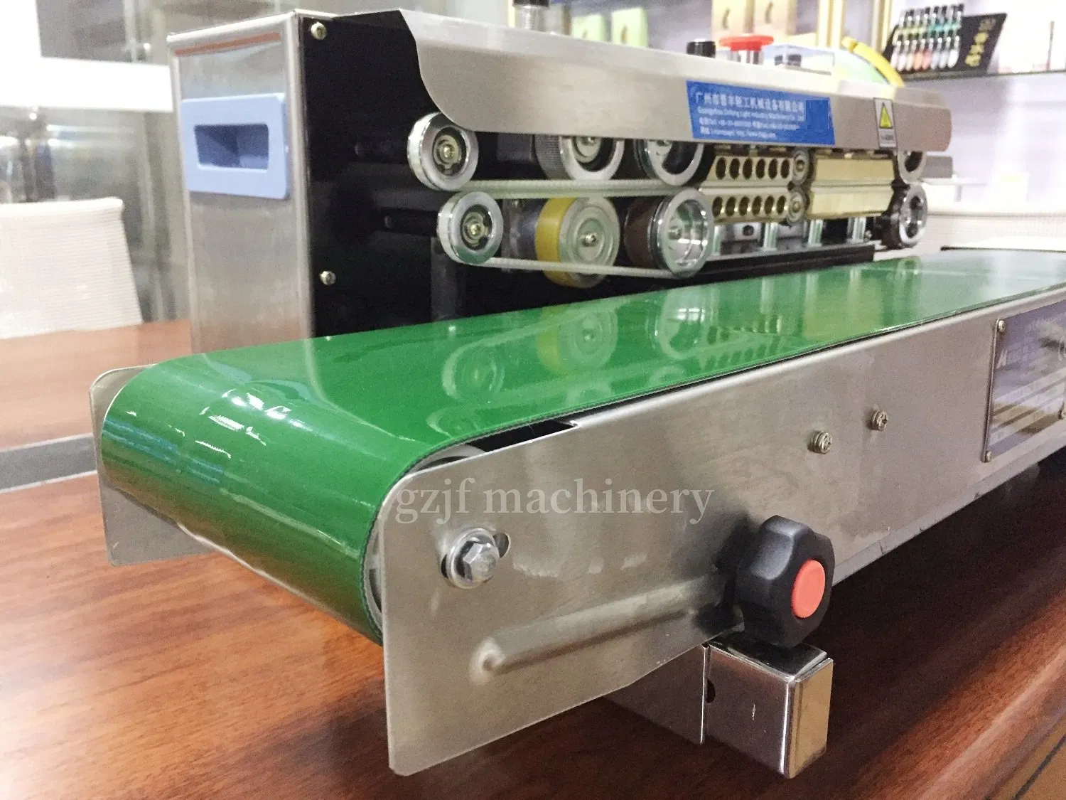 Jinfeng Industrial Semi-Automatic Inkjet Printing Print Code Coding Continuous Plastic Band Food Bag Heat Sealer Sealing Machine