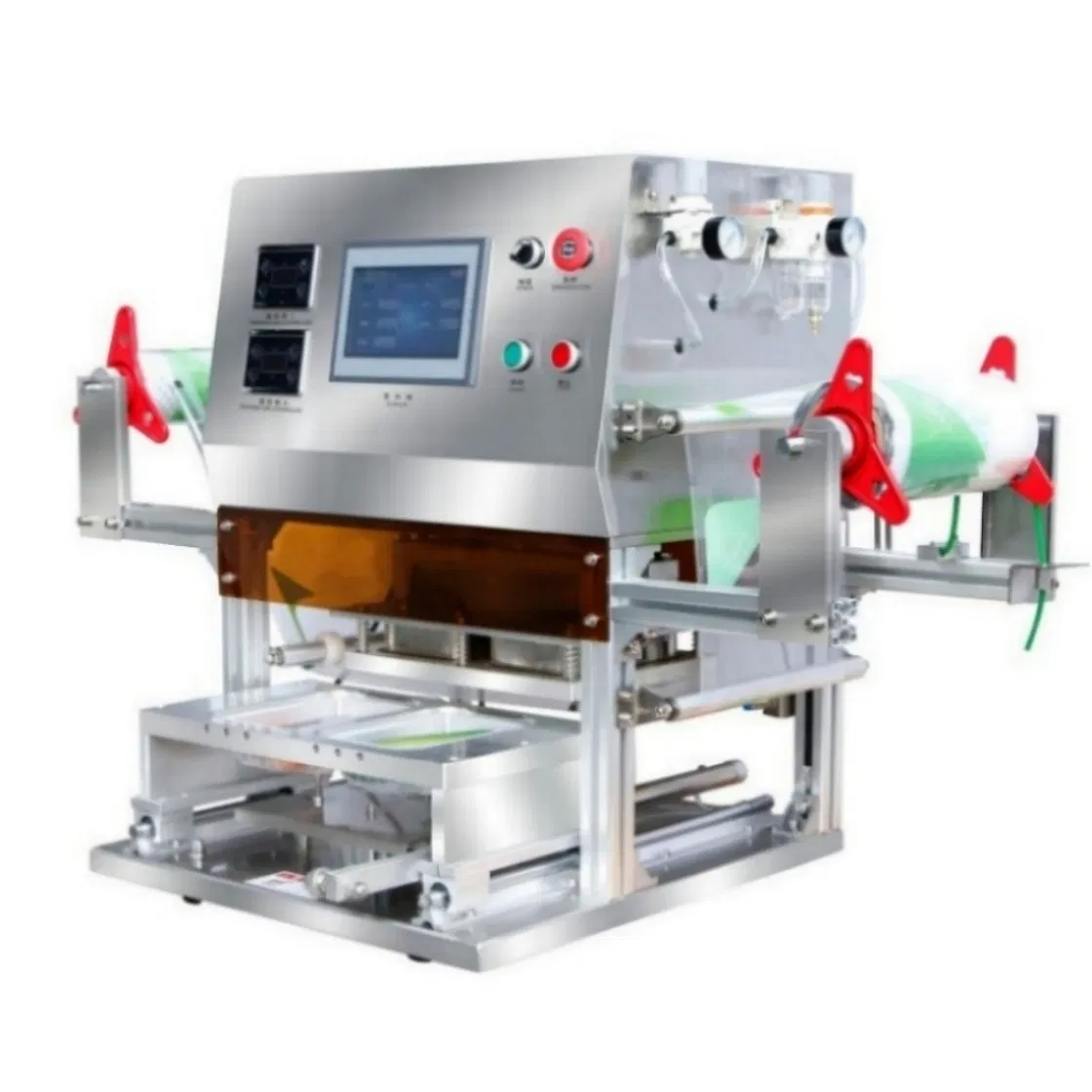 Professional Df-520 Vacuum Capping Continuous Band Fresh Meat Filling Packaging Sealing Machine